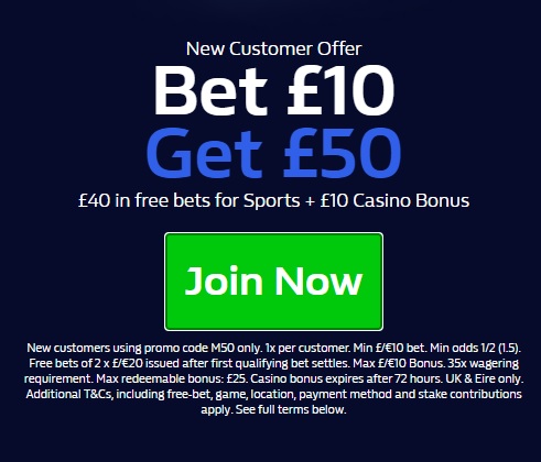 William Hill Sports Promo Code £50 in Free Bets